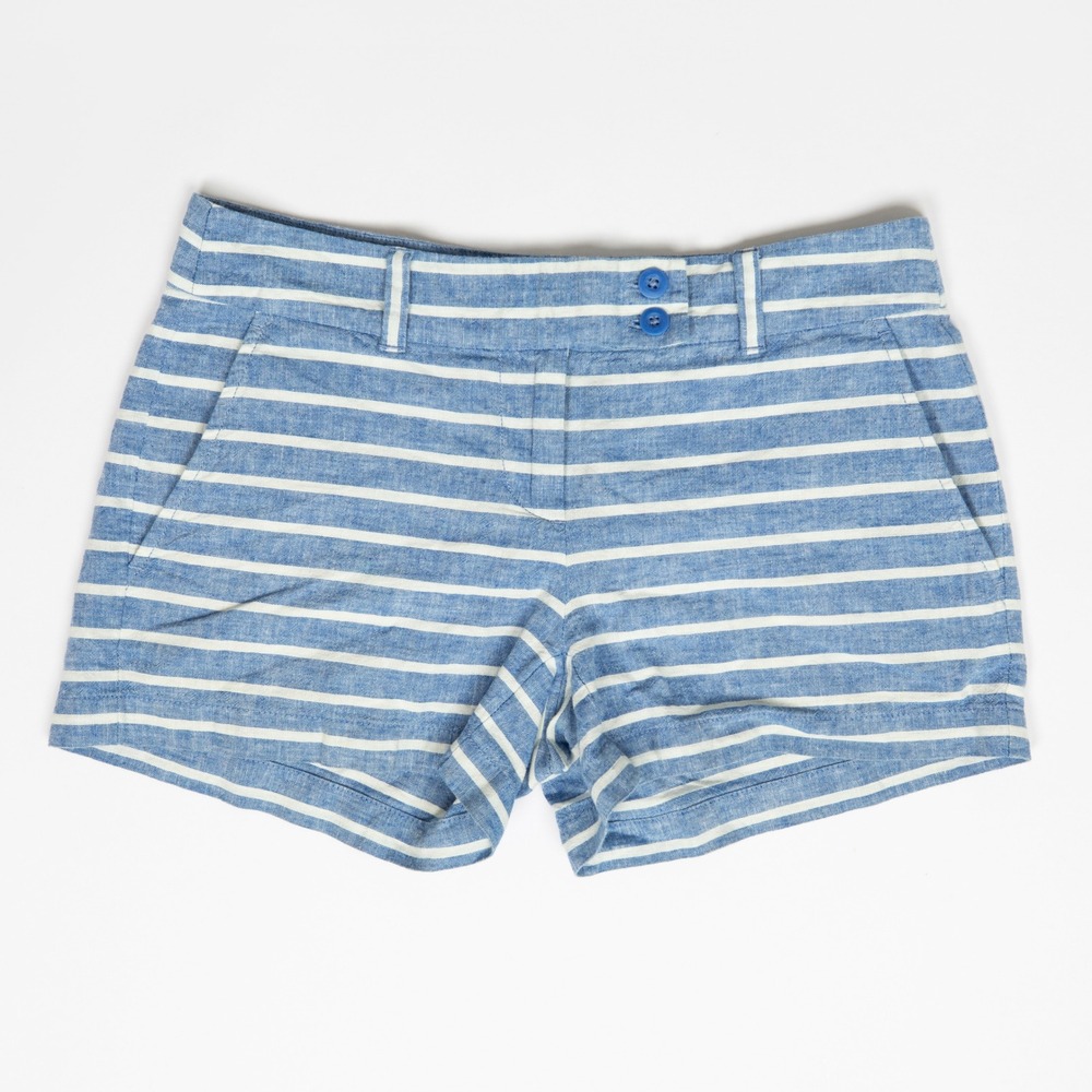Vineyard Vines Women's Blue & White Striped High Waisted Shorts Size 0 Preowned‎